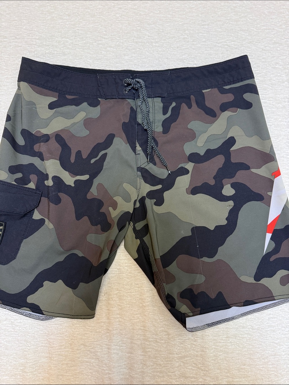 Men's Camo Swim Board Shorts - Olive Green
